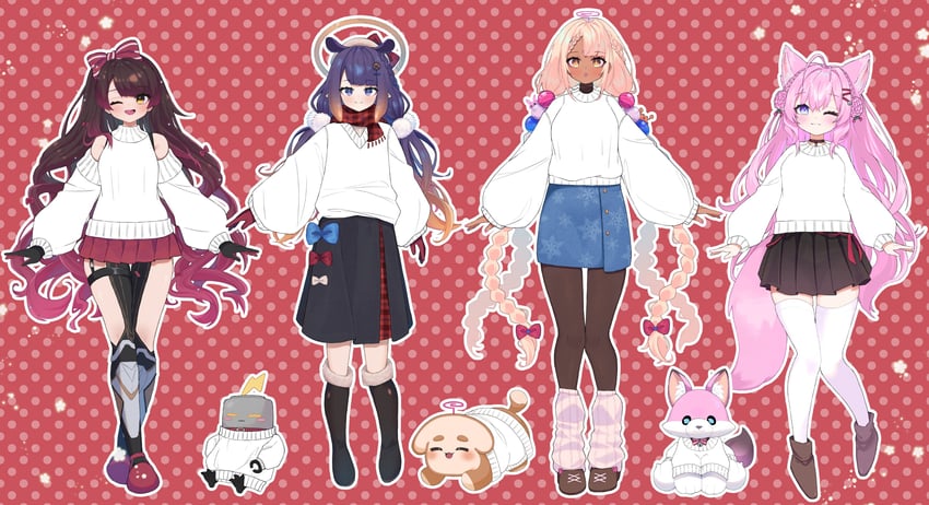 ninomae ina'nis, hakui koyori, tsukumo sana, roboco-san, kokoro, and 4 more (hololive and 1 more) drawn by amano_ritsu827