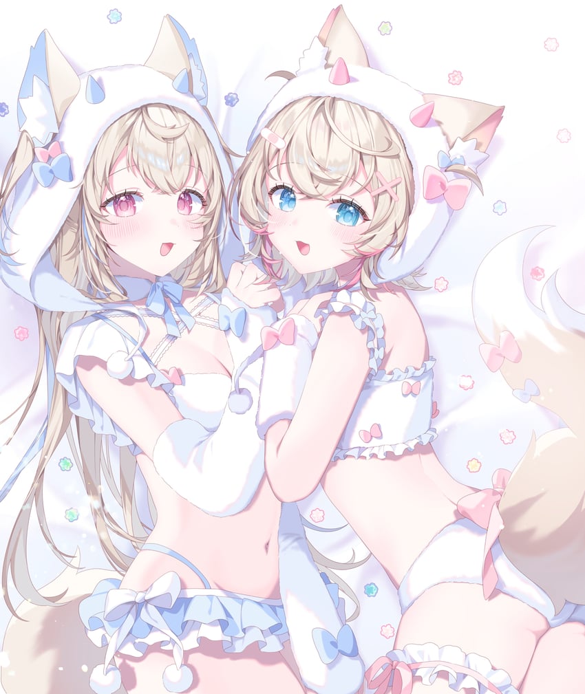 fuwawa abyssgard and mococo abyssgard (hololive and 1 more) drawn by kio_is_here