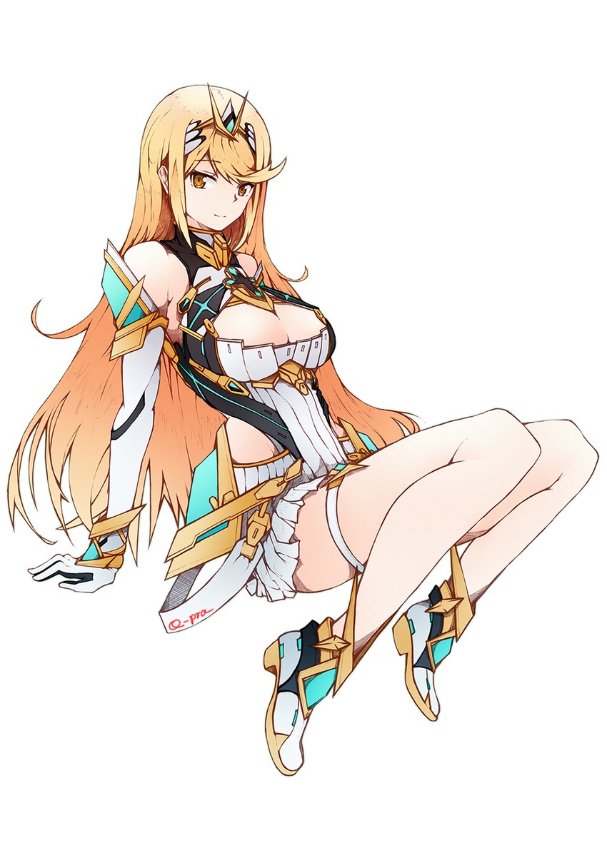 mythra (xenoblade chronicles and 1 more) drawn by q-pra