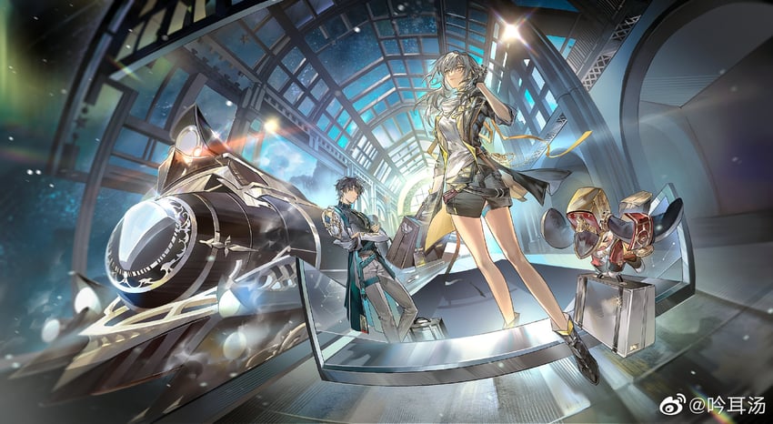 trailblazer, stelle, and dan heng (honkai and 1 more) drawn by yinzinmiemie