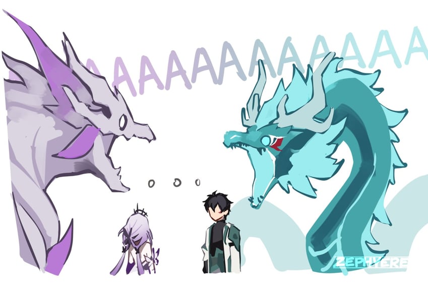 dan heng, castorice, and pollux (honkai and 1 more) drawn by zephyere