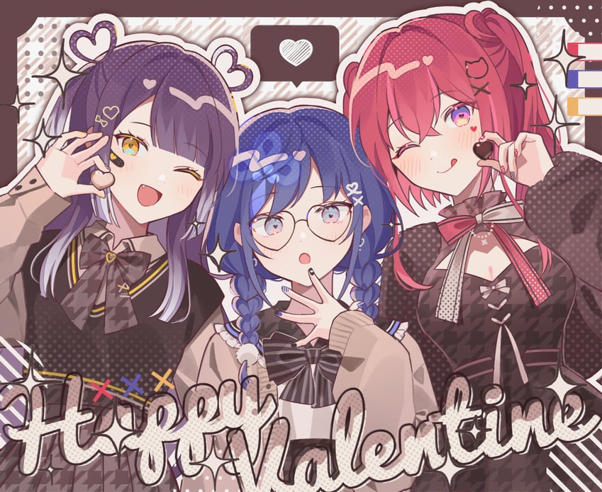 ponto nei, umise yotsuha, and amagase muyu (nijisanji) drawn by waka_(wk4444)