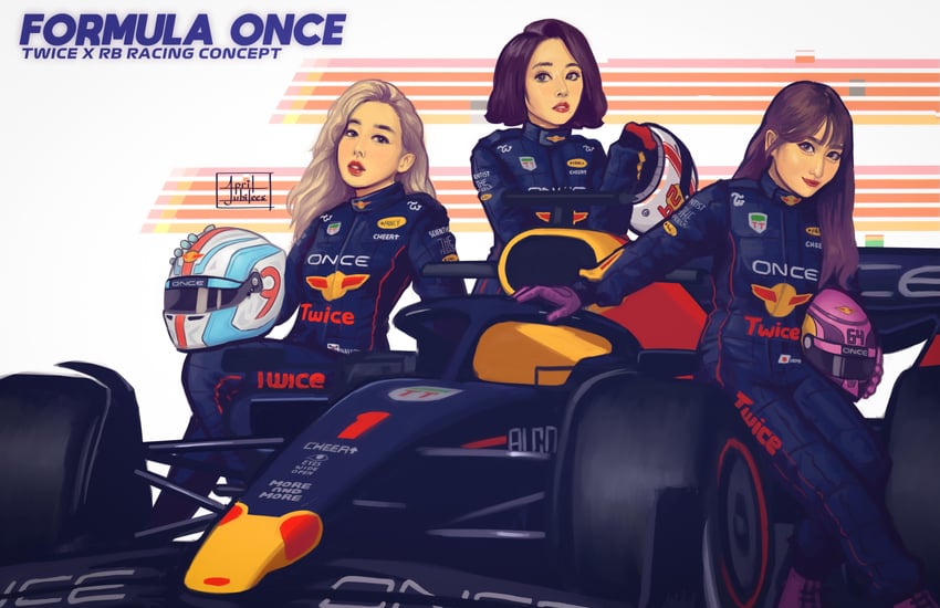 nayeon, momo, and chaeyoung (real life and 3 more) drawn by april_jubilees