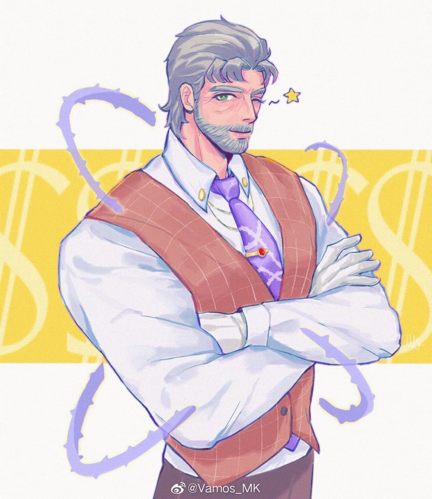 joseph joestar and hermit purple (jojo no kimyou na bouken and 1 more) drawn by vamos_mk