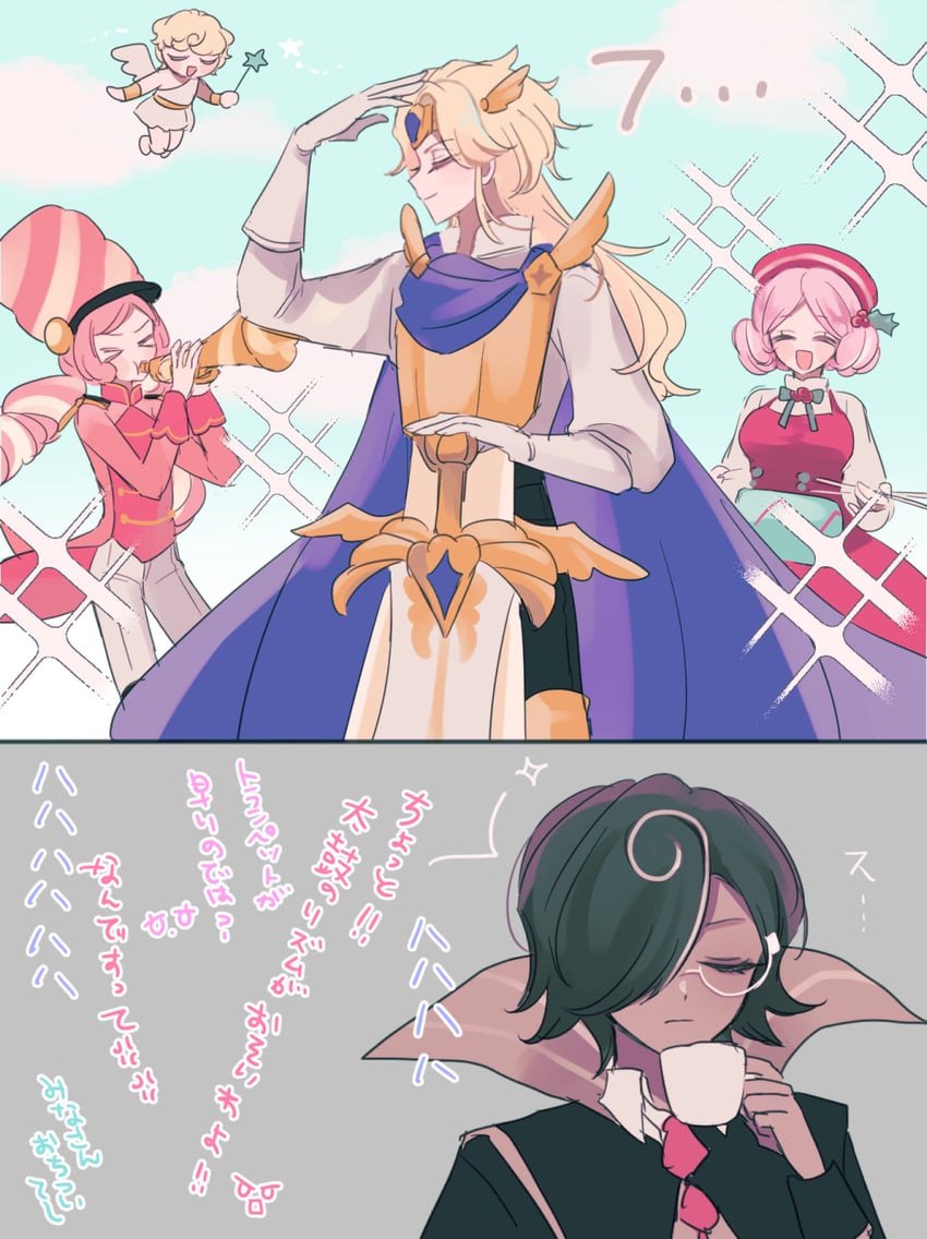 espresso cookie, madeleine, angel cookie, macaron cookie, and marshmallow cookie (cookie run and 2 more) drawn by mamimumemo