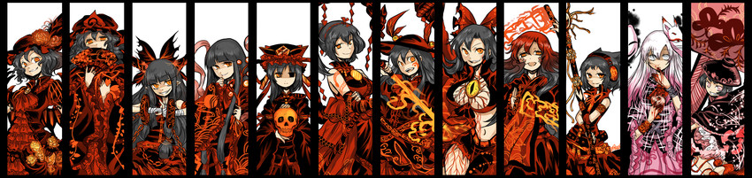 remilia scarlet, saigyouji yuyuko, reiuji utsuho, hinanawi tenshi, houraisan kaguya, and 7 more (touhou) drawn by shigureru