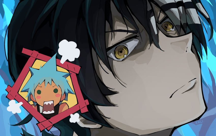 death the kid and black star (soul eater) drawn by kaligraphy