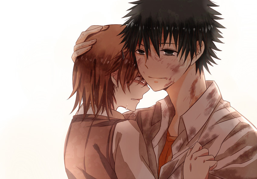 misaka mikoto and kamijou touma (toaru majutsu no index and 1 more) drawn by srung
