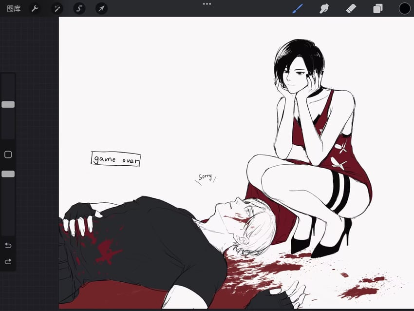 leon s. kennedy and ada wong (resident evil and 1 more) drawn by aaamber_22