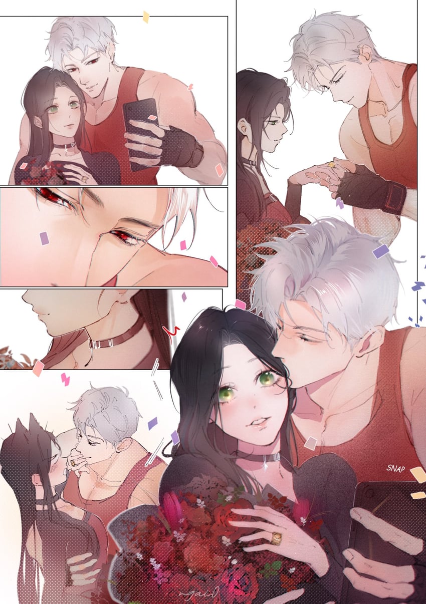 protagonist and sylus (love and deepspace) drawn by ng_ai0