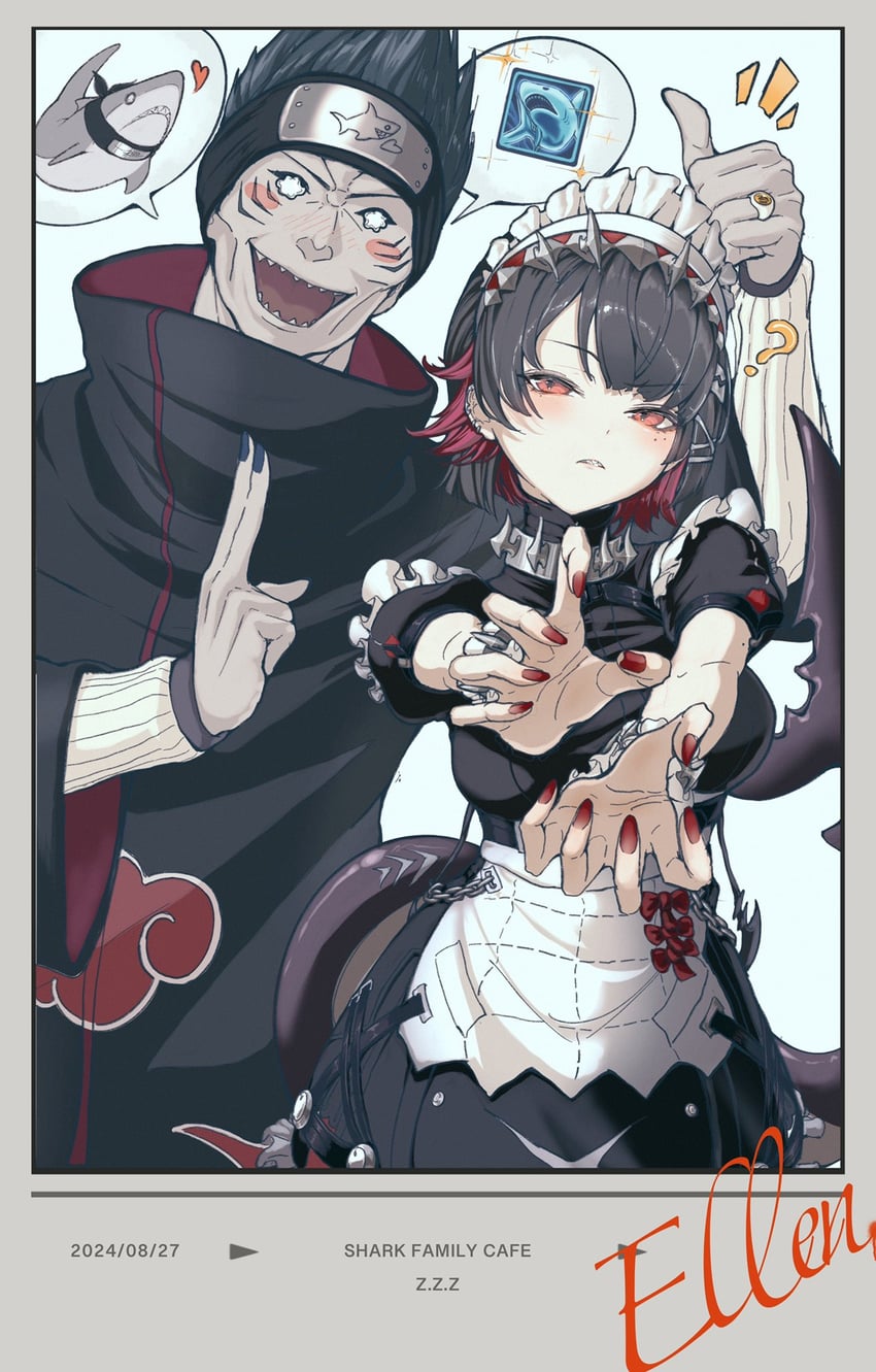 ellen joe and hoshigaki kisame (zenless zone zero and 2 more) drawn by gualaba