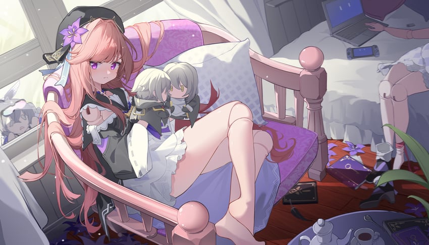trailblazer, stelle, caelus, silver wolf, and herta (honkai and 1 more) drawn by ningmeng_jing_jing_jing_jing