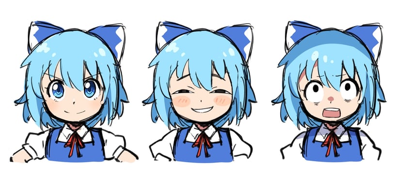 cirno (touhou and 2 more) drawn by miz_(mizillustration)
