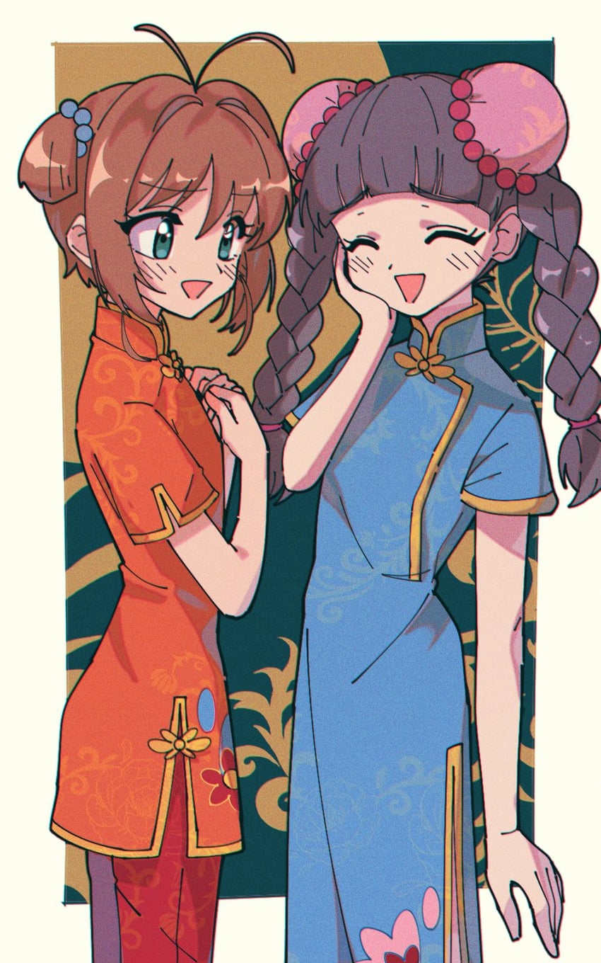 kinomoto sakura and daidouji tomoyo (cardcaptor sakura) drawn by nzeneee