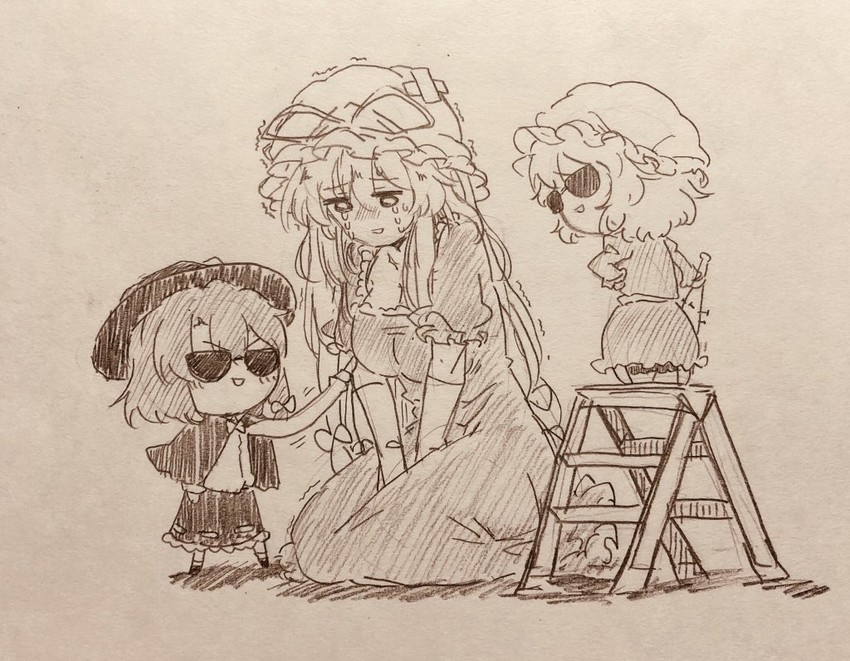 yakumo yukari, usami renko, and maribel hearn (touhou) drawn by efukei