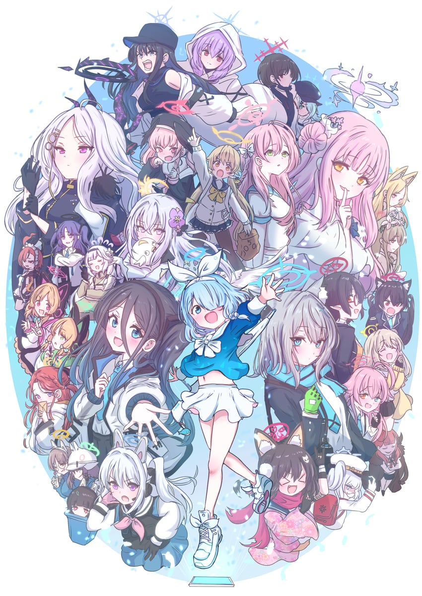 yuuka, hina, shiroko, hoshino, mika, and 28 more (blue archive) drawn by giorgio_(yo_sumire_sola1)