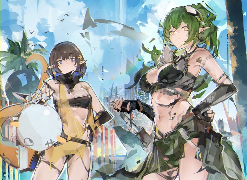 eunectes, gavial, and gavial the invincible (arknights) drawn by jumbowhopper