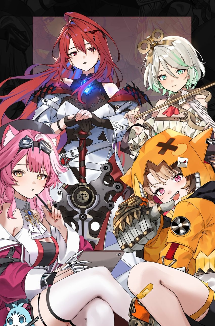raora panthera, gigi murin, cecilia immergreen, elizabeth rose bloodflame, and chattino (hololive and 1 more) drawn by hievasp