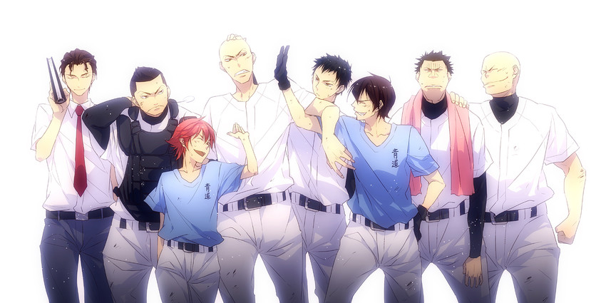 takigawa chris yuu, kominato ryousuke, yuuki tetsuya, isashiki jun, tanba kouichirou, and 3 more (ace of diamond) drawn by hiramatsu_(rama)