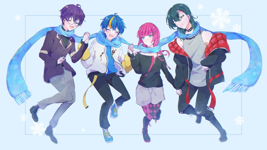 neon, cobalt, chrom, and kei (technoroid) drawn by shenaa