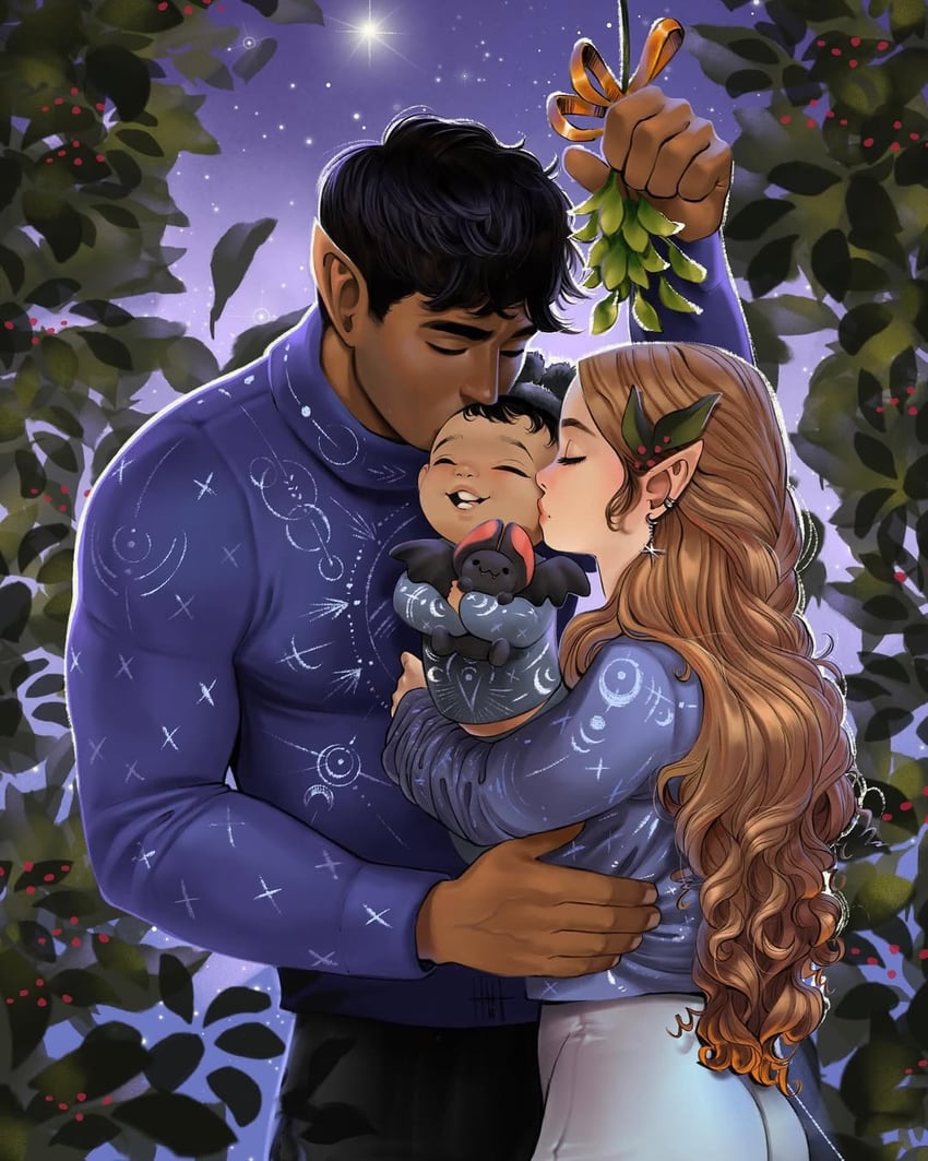 rhysand, feyre archeron, and nyx (a court of thorns and roses) drawn by ruisfree