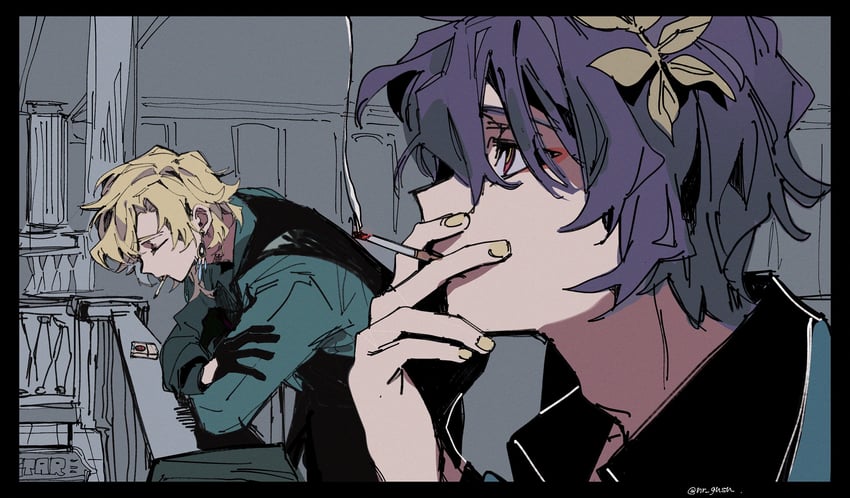 aventurine and dr. ratio (honkai and 1 more) drawn by nr_gnsn