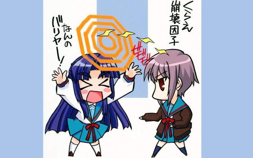 nagato yuki and asakura ryoko (neon genesis evangelion and 1 more) drawn by kairakuen_umenoka