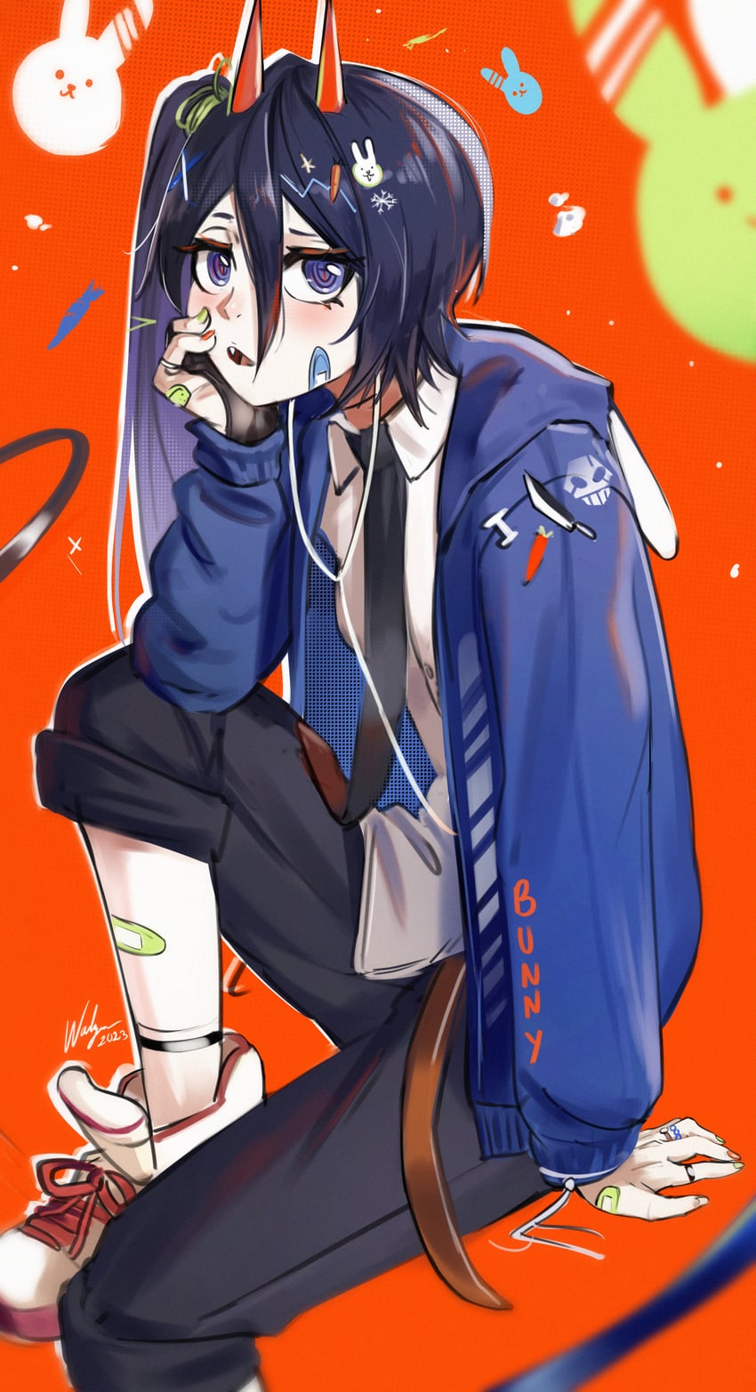 power and kuchiki rukia (chainsaw man and 1 more) drawn by waligner