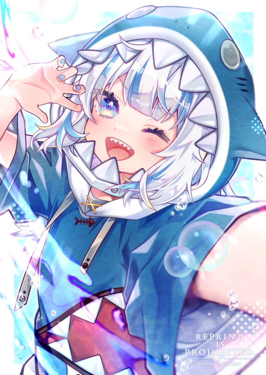 gawr gura (hololive and 1 more) drawn by shikamori_kodama