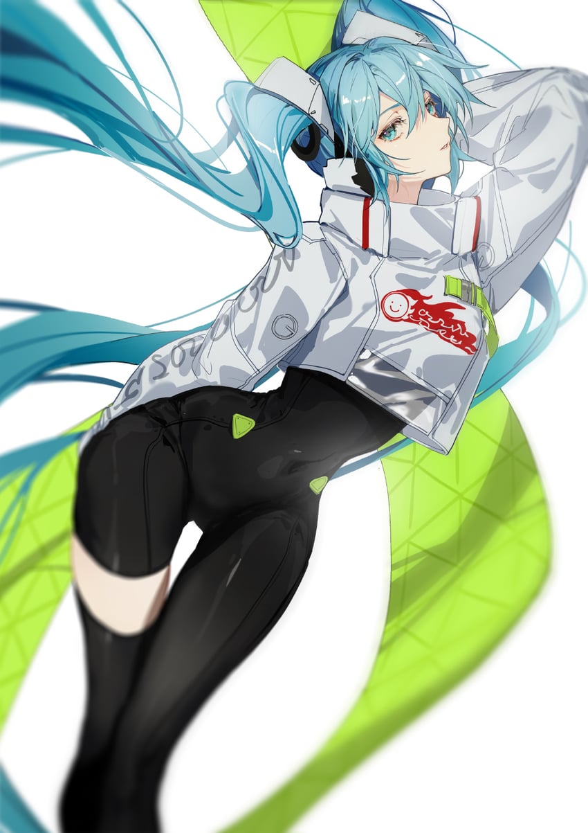 hatsune miku and racing miku (vocaloid and 1 more) drawn by indai_(3330425)