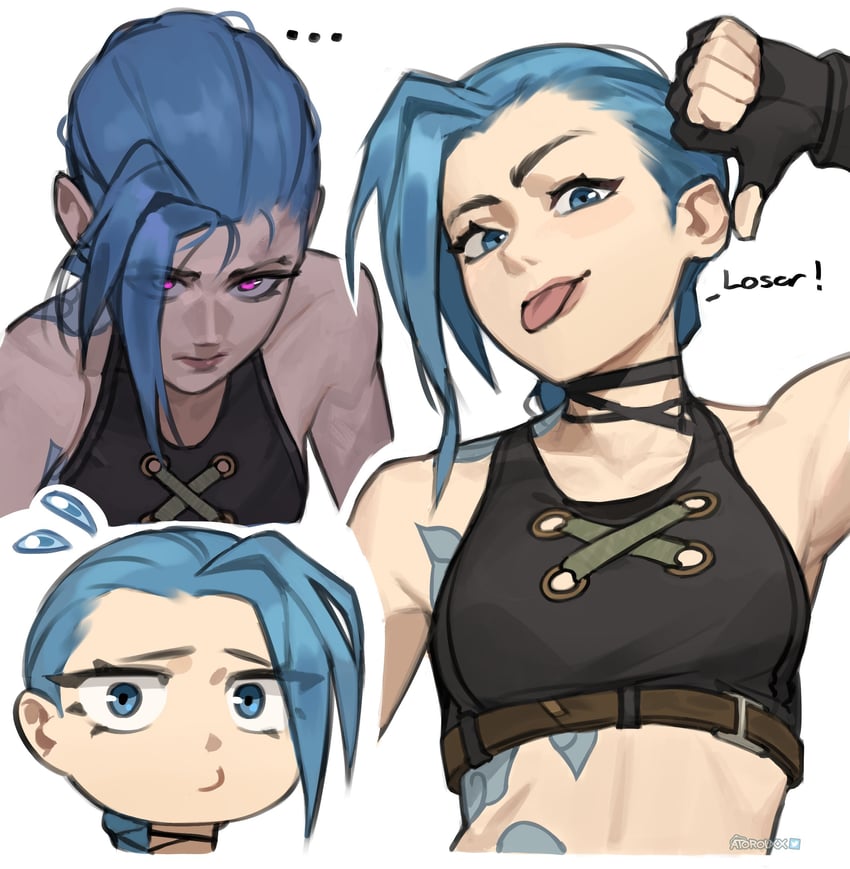 jinx and arcane jinx (league of legends and 1 more) drawn by atoroux