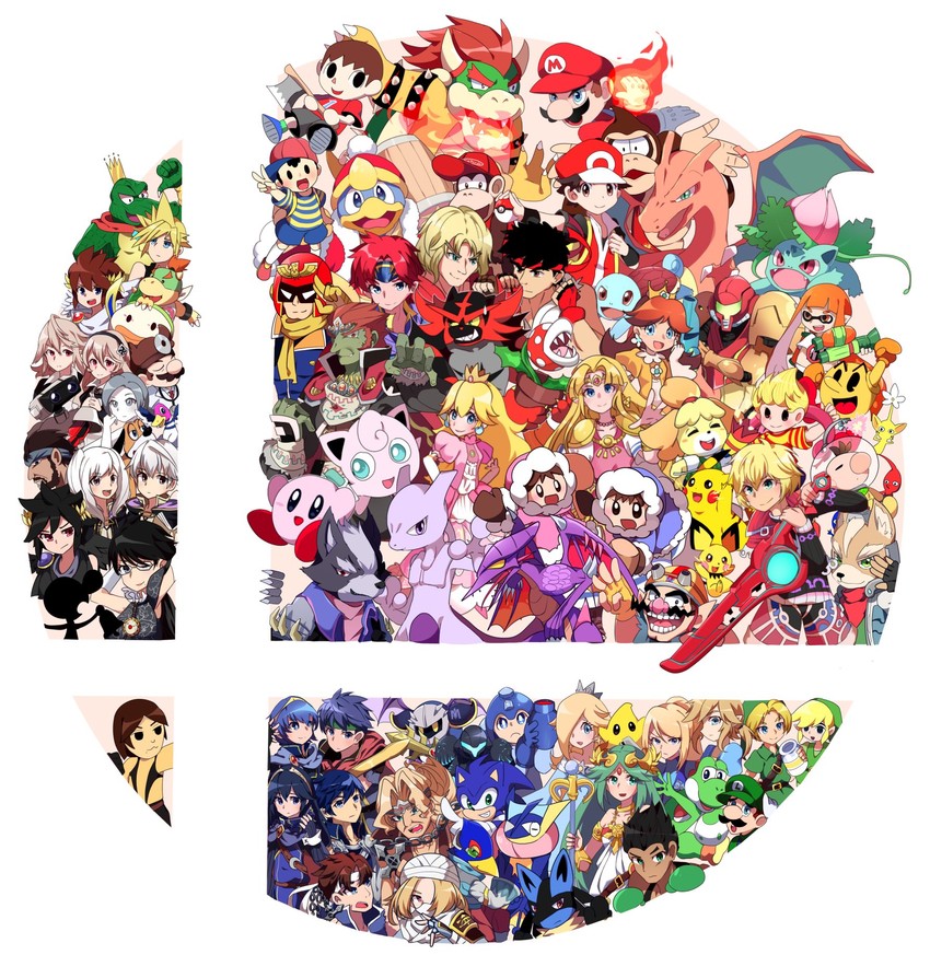 link, inkling player character, pikachu, princess zelda, inkling girl, and 80 more (pokemon and 55 more) drawn by ametama_(runarunaruta5656)