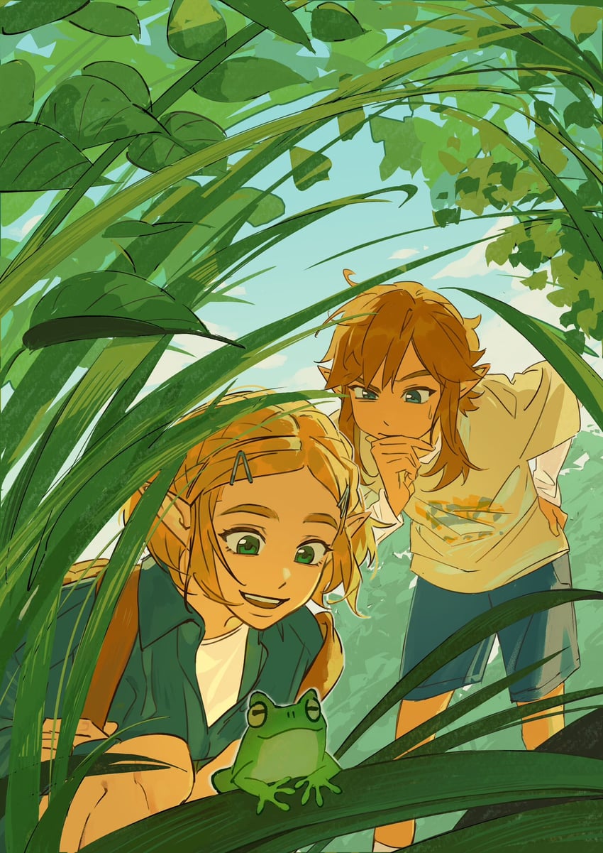 link and princess zelda (the legend of zelda and 1 more) drawn by maotuiii