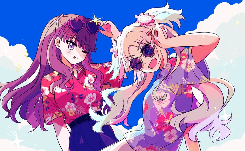 fujishima megumi and osawa rurino (love live! and 1 more) drawn by watage_modoki