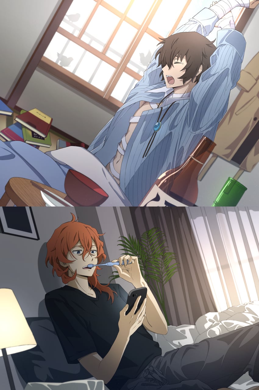 dazai osamu and nakahara chuuya (bungou stray dogs) drawn by izumi_3yade