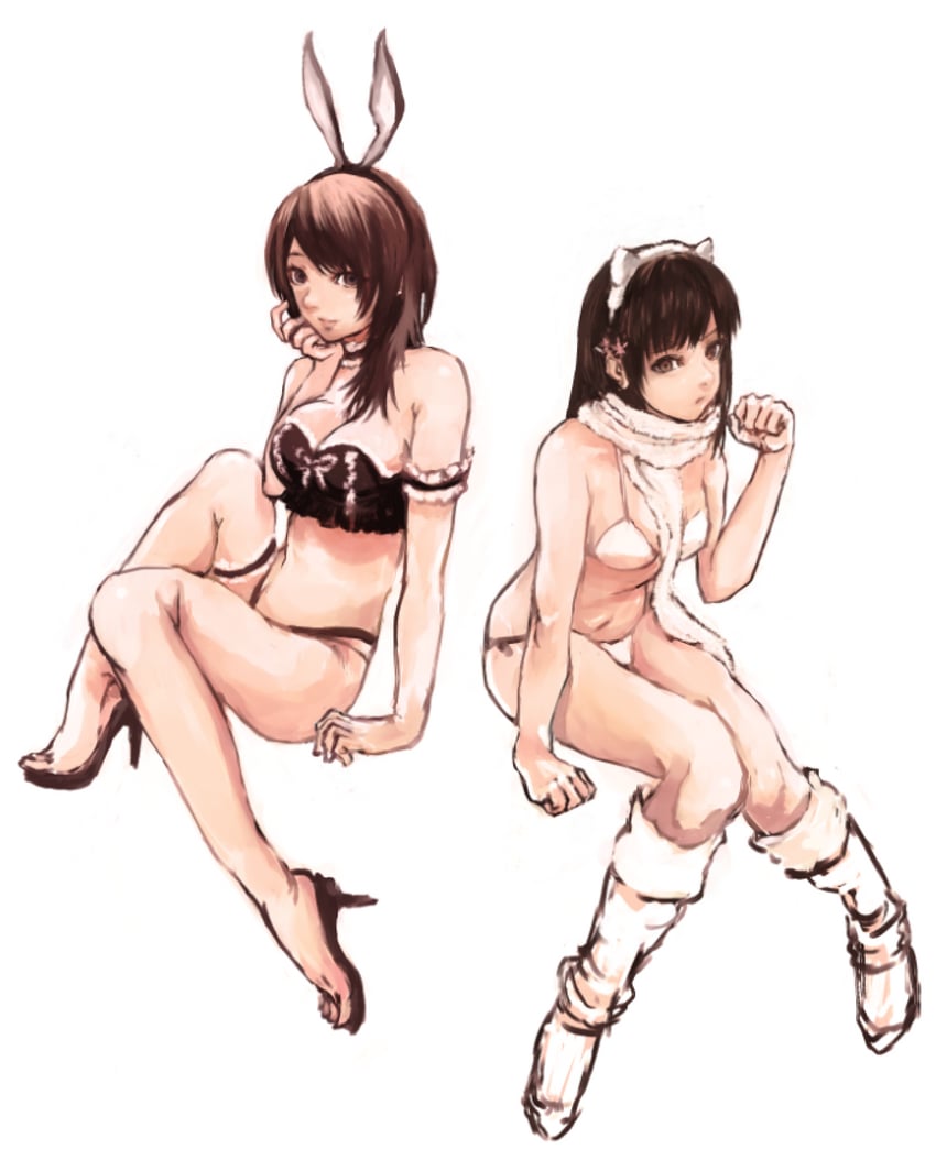 kozukata yuuri and hinasaki miu (fatal frame and 1 more) drawn by gauss_<bokashi