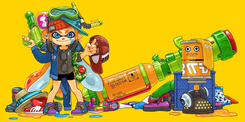 inkling player character and inkling girl (splatoon) drawn by hanako515_ika