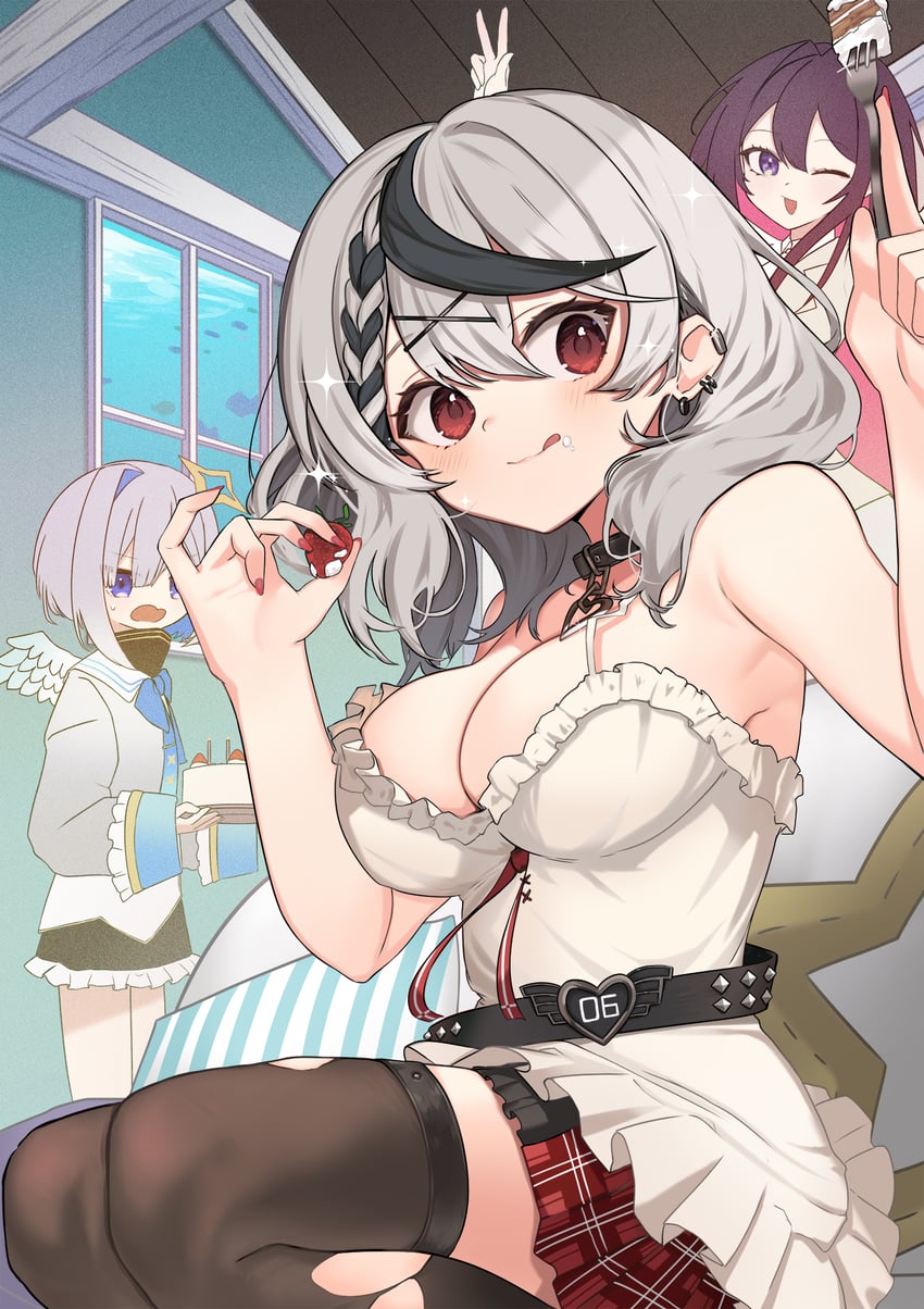 sakamata chloe, amane kanata, and azki (hololive) drawn by nanana_narang