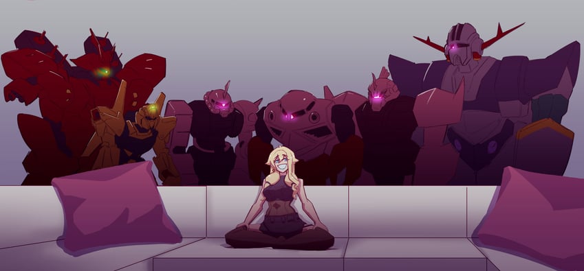 sazabi, zaku ii s char custom, hyaku shiki, zeong, z'gok, and 4 more (gundam and 4 more) drawn by cosmikaizer