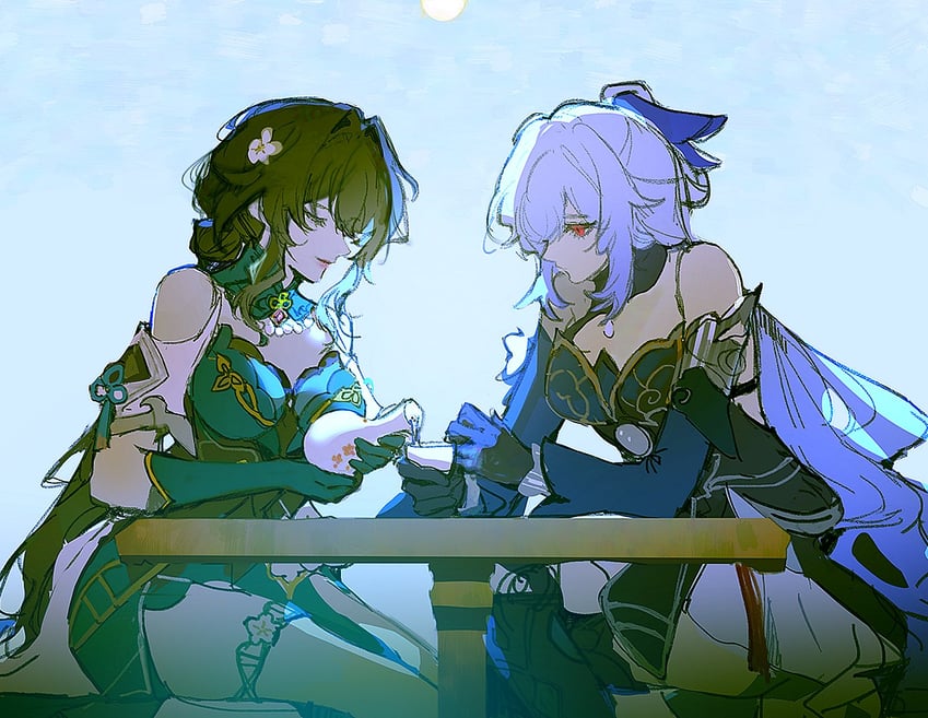 ruan mei and jingliu (honkai and 1 more) drawn by yoojucha