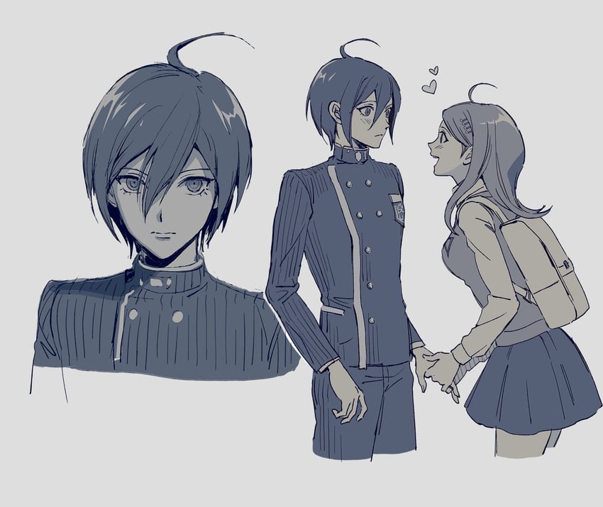 saihara shuichi and akamatsu kaede (danganronpa and 1 more) drawn by sophie_(693432)