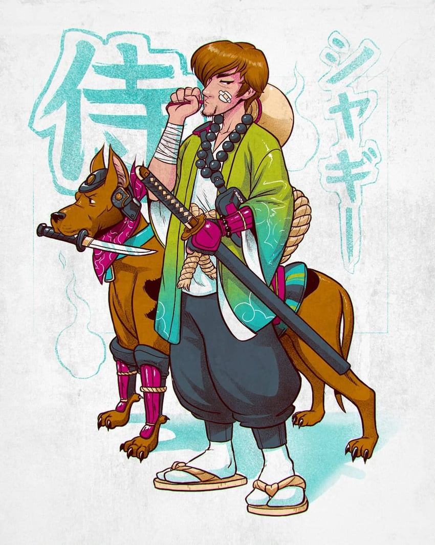 shaggy rogers and scooby-doo (scooby-doo) drawn by bruno_mota
