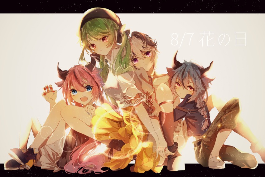 flower, meika hime, meika mikoto, and xin hua (vocaloid) drawn by karanagare
