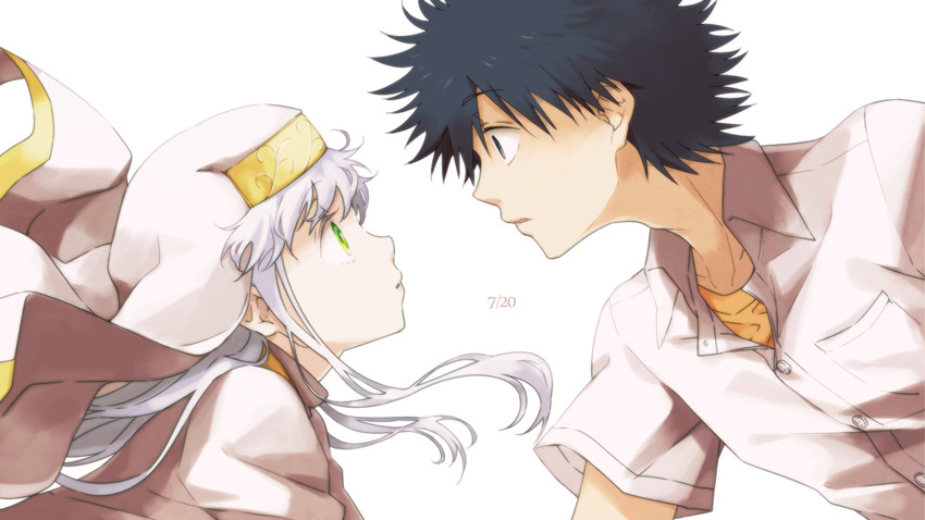 kamijou touma and index (toaru majutsu no index) drawn by saiba_(henrietta)