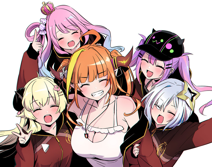 tokoyami towa, amane kanata, kiryu coco, tsunomaki watame, himemori luna, and 1 more (hololive) drawn by tsumumi_(kandume103)