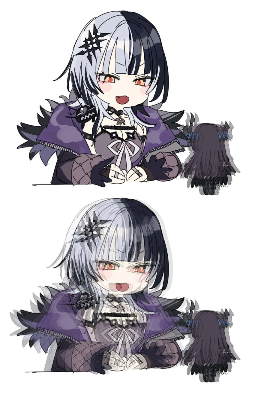 shiori novella, nerissa ravencroft, and yorick (hololive and 1 more) drawn by yomosaka
