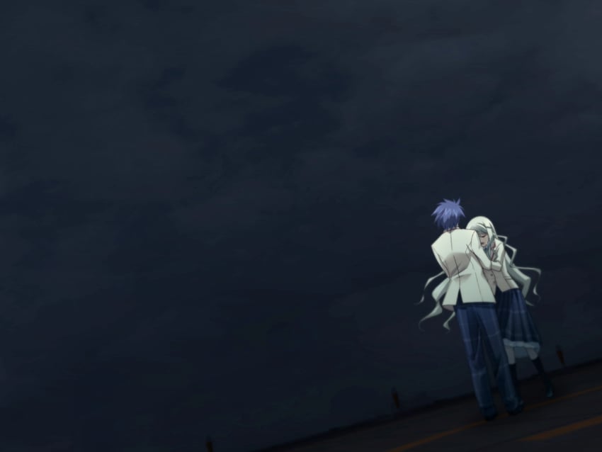 nishijou takumi and kusunoki yua (chaos;head) drawn by matsuo_yukihiro