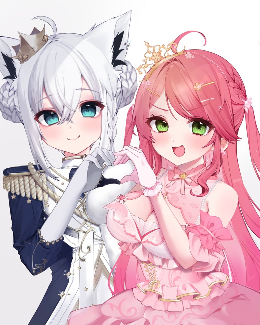 shirakami fubuki and sakura miko (hololive) drawn by saka_x_x