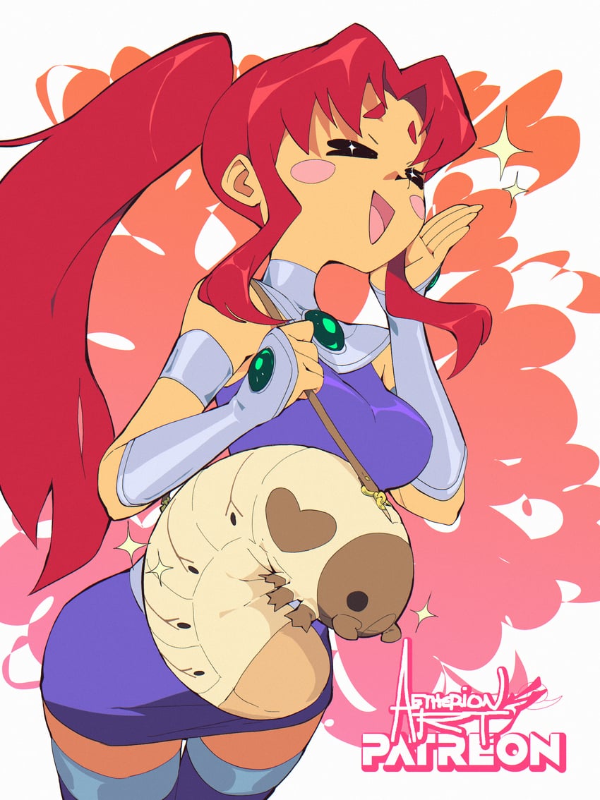 starfire and silkie (dc comics and 1 more) drawn by aetherion
