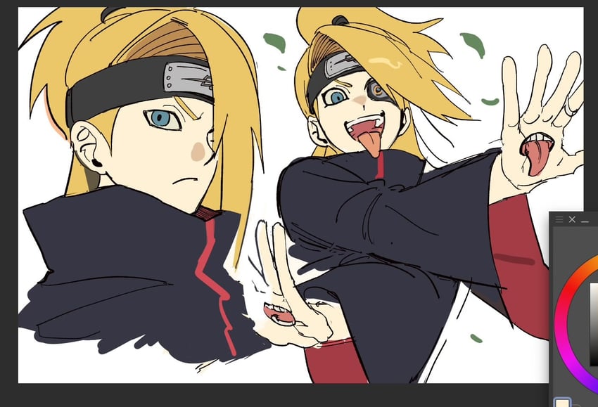 deidara (naruto and 1 more) drawn by hxf_ls